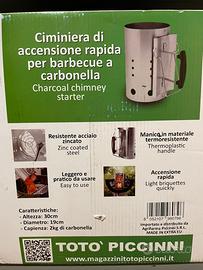 Ciminiera accensione rapida barbecue