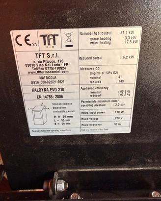 Termostufa a pellet TFT KALDYNA EVO 210-21 KW 2021