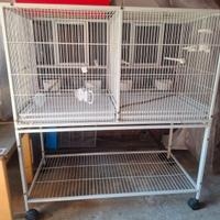 Gabbia doppia per uccelli con ruote