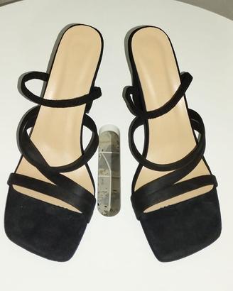 Scarpe Nere Aperte Con Tacco Donna Mai Usato N.41