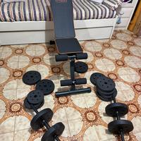 Panca fitness recolabile con pesi da 20kg cad.uno