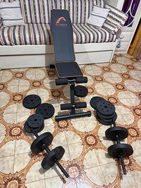 Panca fitness recolabile con pesi da 20kg cad.uno