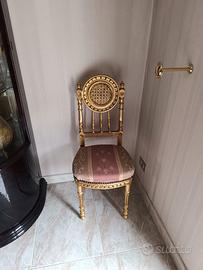 Sedia finitura dorata, stile Luigi XVI