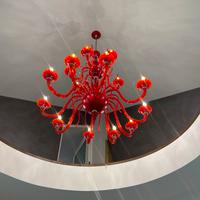 Lampadario Vetro soffiato di Murano rosso