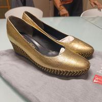 Scarpe con zeppa taglia 37 Ballin color oro, pelle