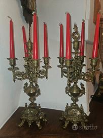 coppia candelabri ottone in stile neobarocco