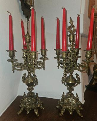 coppia candelabri ottone in stile neobarocco