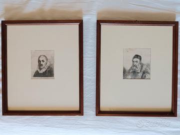 Coppia di stampe antiche. Pittori del Rinascimento