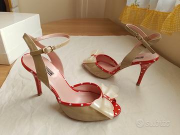 FORNARINA sandali pin-up "Esme" n.38 a pois fiocco