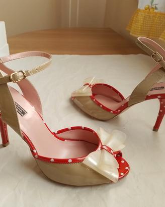 FORNARINA sandali pin-up "Esme" n.38 a pois fiocco