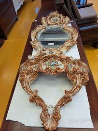 SPECCHIO +CONSOLLE CERAMICA DEC FIORI 