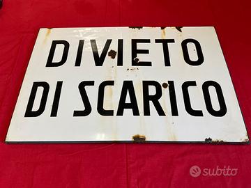 Cartello Vintage Smaltato Divieto di Scarico 60x40