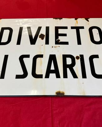 Cartello Vintage Smaltato Divieto di Scarico 60x40