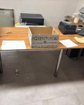SCRIVANIA ANGOLARE DA UFFICIO LEGNO CON CASSETTI