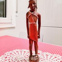 STATUETTA GUERRIERO MASAI IN LEGNO INTAGLIATO
