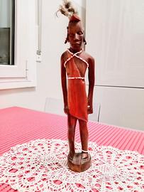 STATUETTA GUERRIERO MASAI IN LEGNO INTAGLIATO