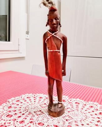 STATUETTA GUERRIERO MASAI IN LEGNO INTAGLIATO