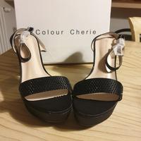 Sandali eleganti neri Colour Cherie con tacco a bl