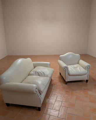 Divano e poltrona in pelle 