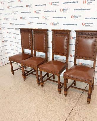 4 Sedie stile Luigi Filippo intagliate