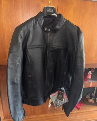 giacca in pelle da moto con protezioni carburo