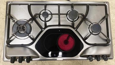 piano cottura gas ed elettrico acciaio inox