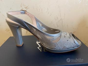 Sandali argento con tacco