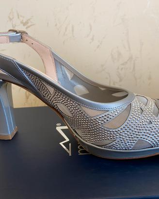 Sandali argento con tacco