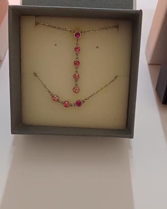 Collana e bracciale con punti luce rosa