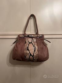 Borsa Vintage in vera pelle con inserto pitonato
