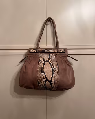 Borsa Vintage in vera pelle con inserto pitonato