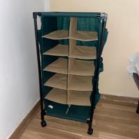 scarpiera in tessuto con rotelle, nuovo