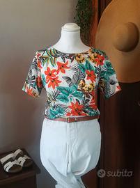 T-shirt floreale hawaiana in viscosa Lin - Tg. M/L