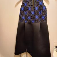 Vestito sera elegante nero corto con ricami