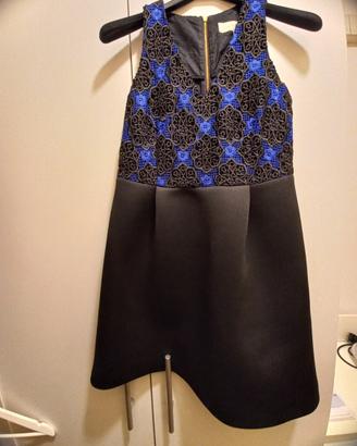 Vestito sera elegante nero corto con ricami