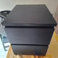 comodino Ikea nero 2 cassetti 
