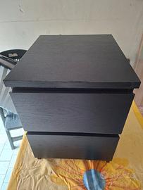 comodino Ikea nero 2 cassetti 