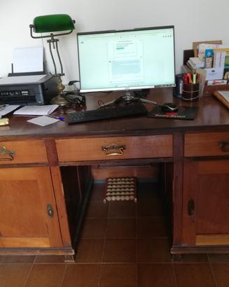 Scrivania fine '800/inizi '900, noce e rovere