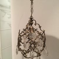 Set lampadario+abat-jour a goccia d'epoca