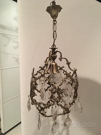 Set lampadario+abat-jour a goccia d'epoca