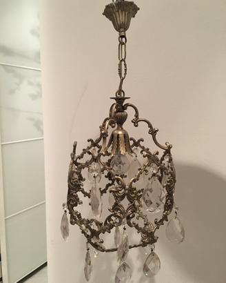 Set lampadario+abat-jour a goccia d'epoca