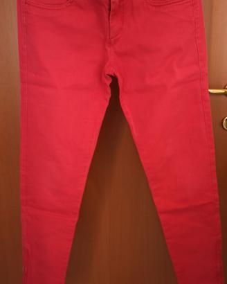 pantaloni cotone rosso ciliegia