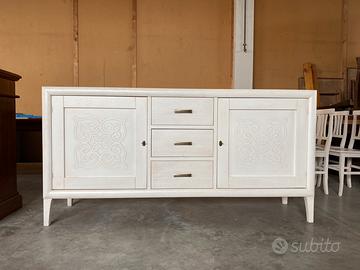 MOBILE LEGNO CREDENZA BIANCO OPACO LEGNO CASSETTIERA VENETA