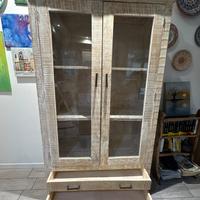 Vetrinetta in legno bianco decapato