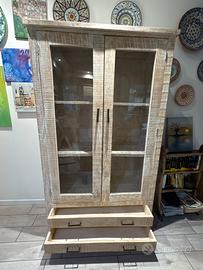 Vetrinetta in legno bianco decapato