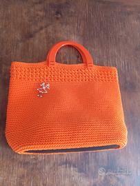 Borsa uncinetto in cordino arancione 