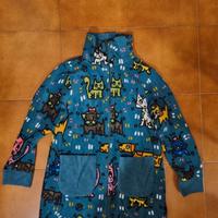 Felpa un pile blu/verde con animaletti