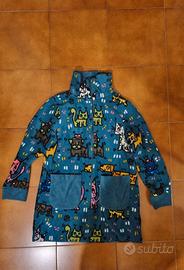 Felpa un pile blu/verde con animaletti