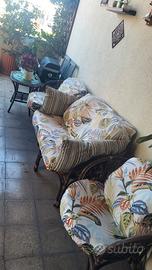 Set divano da esterno giardino ratta marrone scuro