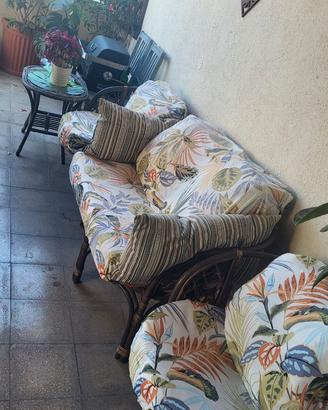 Set divano da esterno giardino ratta marrone scuro